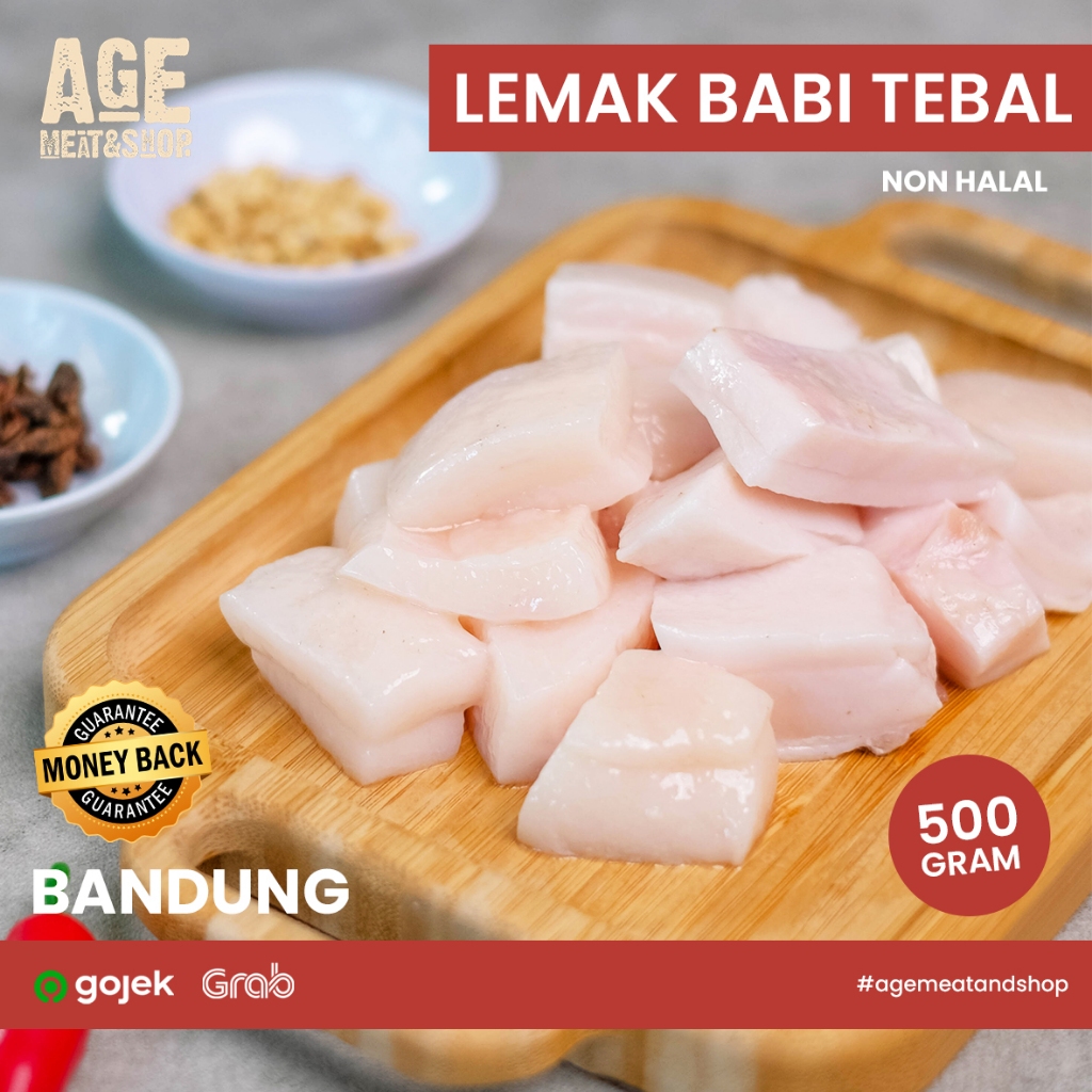 

Lemak Babi / Pork Fat potong kotak Tebal 500g