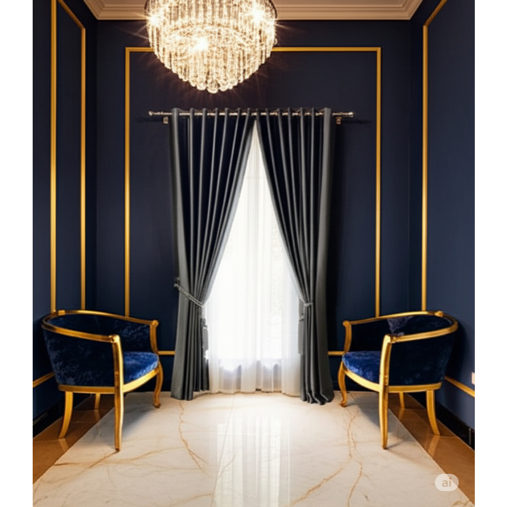 Gorden Blackout Arabella 6-18 Gelombang, T250-270- Jendela Kamar  Polos Mewah Ruang Tamu Kolong Dapu