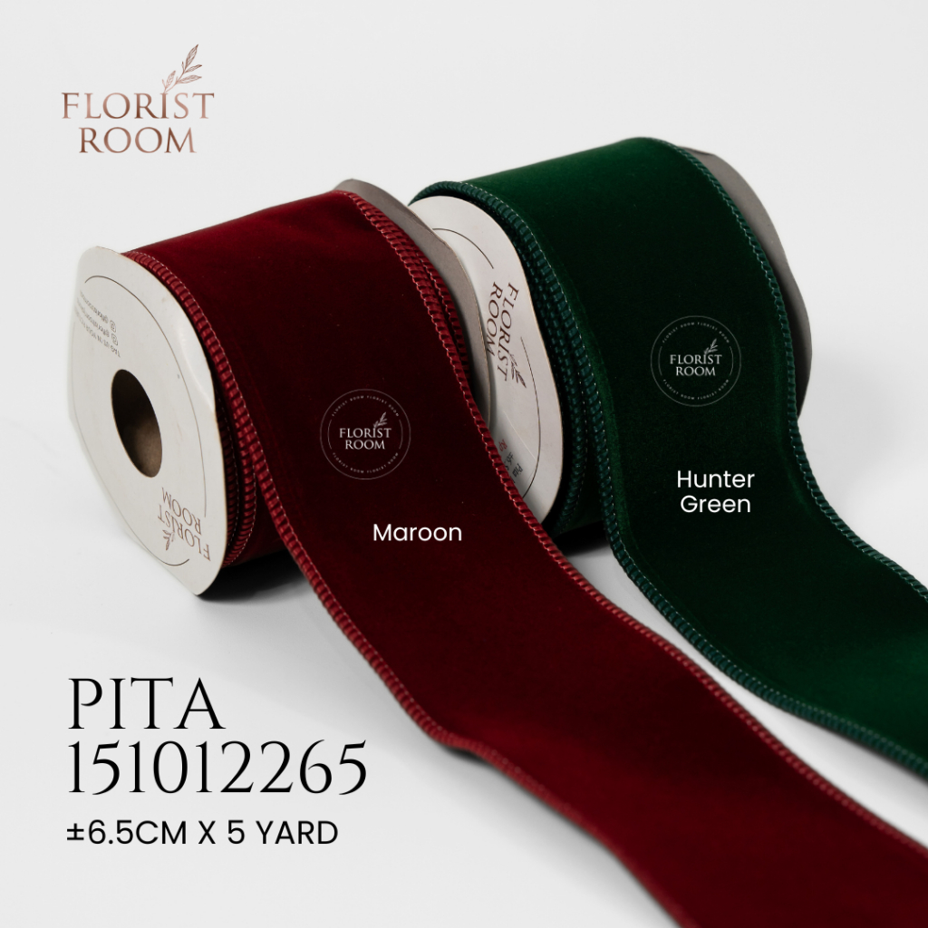 

Pita 151012265 ±6.5cm x 5yard - Velvet Ribbon - Christmas - Kado - Hampre