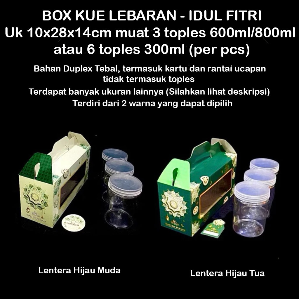

Box Tenteng Kue Kering Muat 3 toples 600ml/800ml atau 6 toples 300ml - Hampers Lebaran Idul Fitri