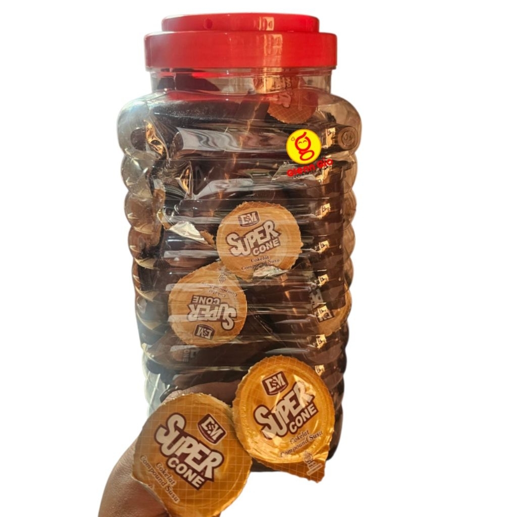 

Coklat Compound Susu Super Cone DSM Toples isi 50 pcs