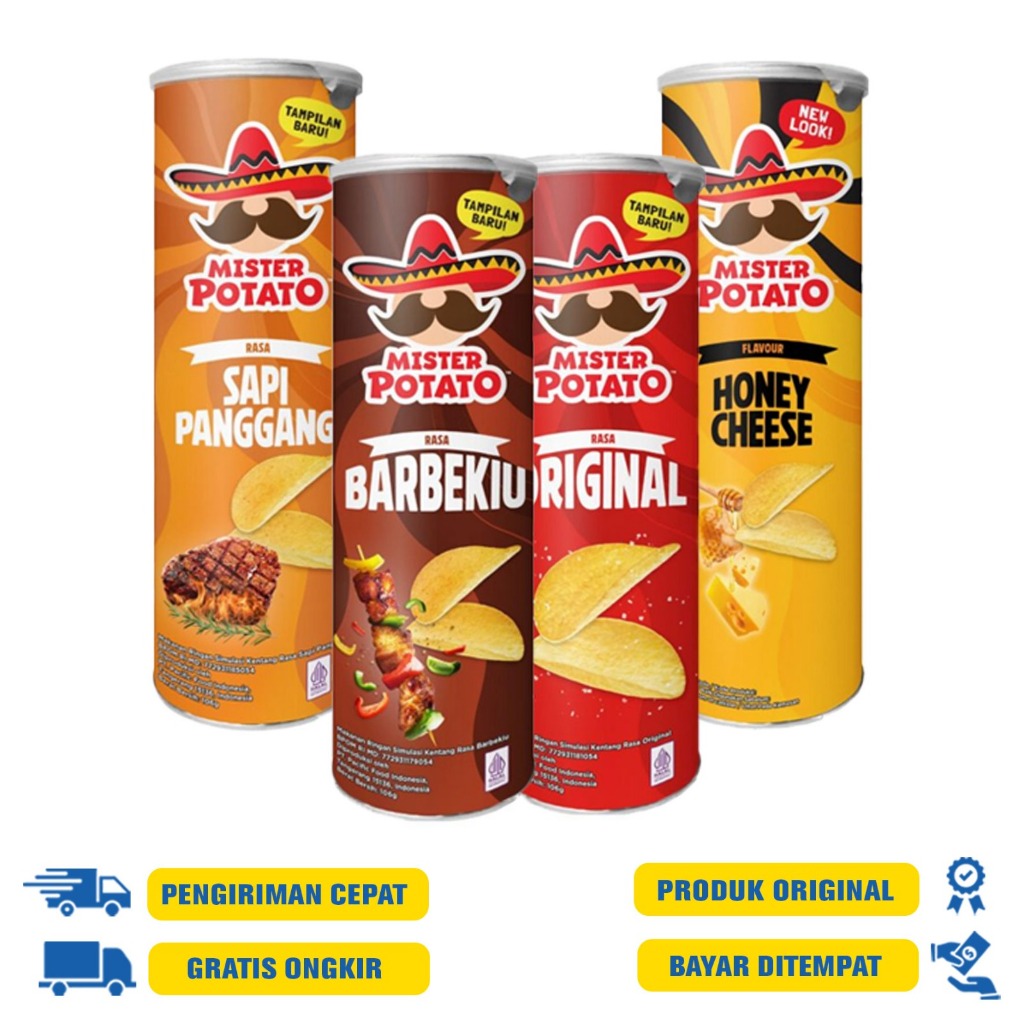 

Mister Potato Keripik Kentang 106 G.R - Honey Chesse | Barbeque | Sapi Panggang