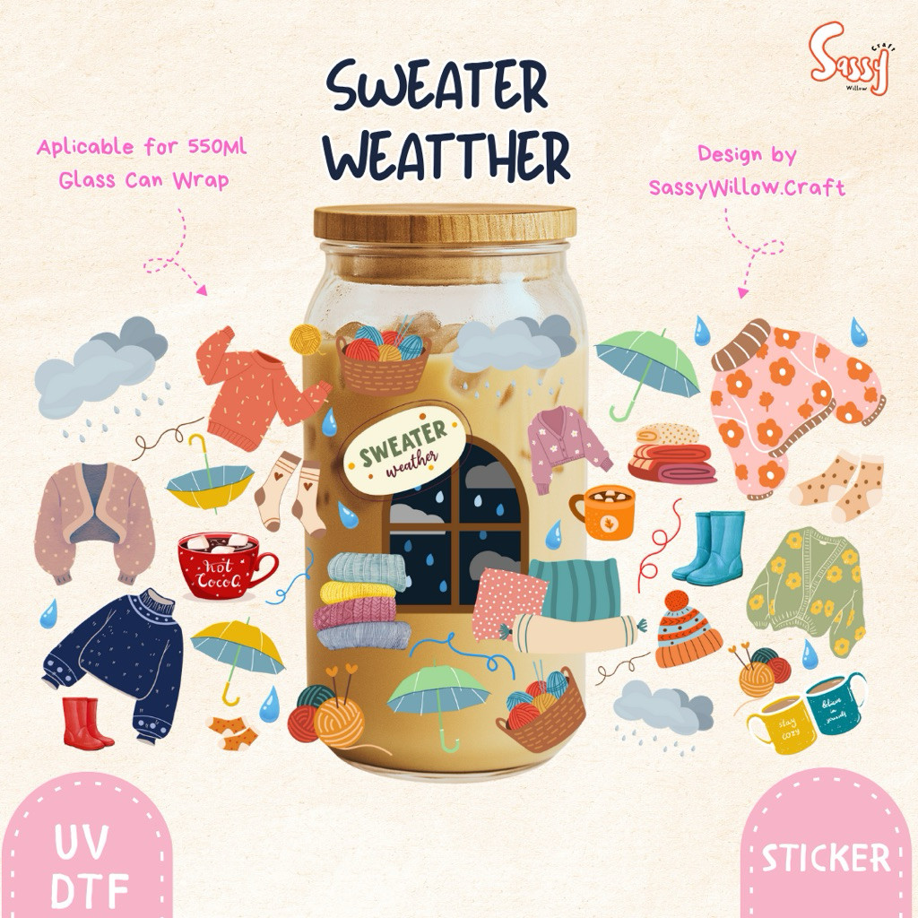

Sticker Tumbler Aesthetic UV DTF | Sweater Weather | Sassy Willow
