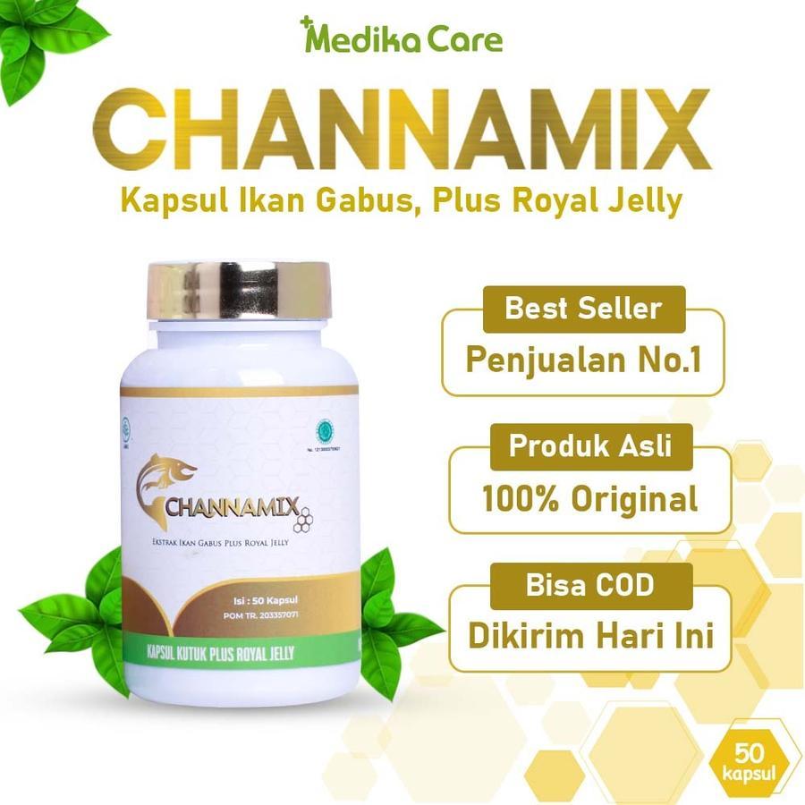 GRATIS ONGKIR CHANNAMIX ORIGINAL KAPSUL IKAN KUTUK GABUS OBAT PENGERING LUKA DAN BEKAS OPERASI CHANN