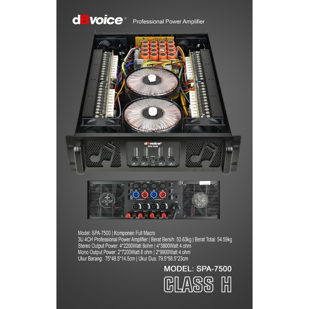 SPA-7500 POWER AMPLIFIER CLASS H DBVOICE ORIGINAL / POWER AMPLIFIER CLASS H