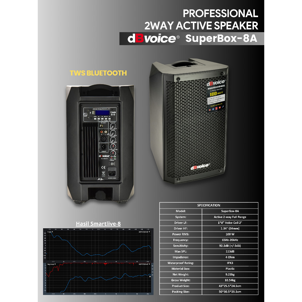 SUPERBOX-8A SPEAKER AKTIF 8 INCH DBVOICE ORIGINAL / SPEAKER AKTIF 8 INCH / SUPERBOX8A DBVOICE