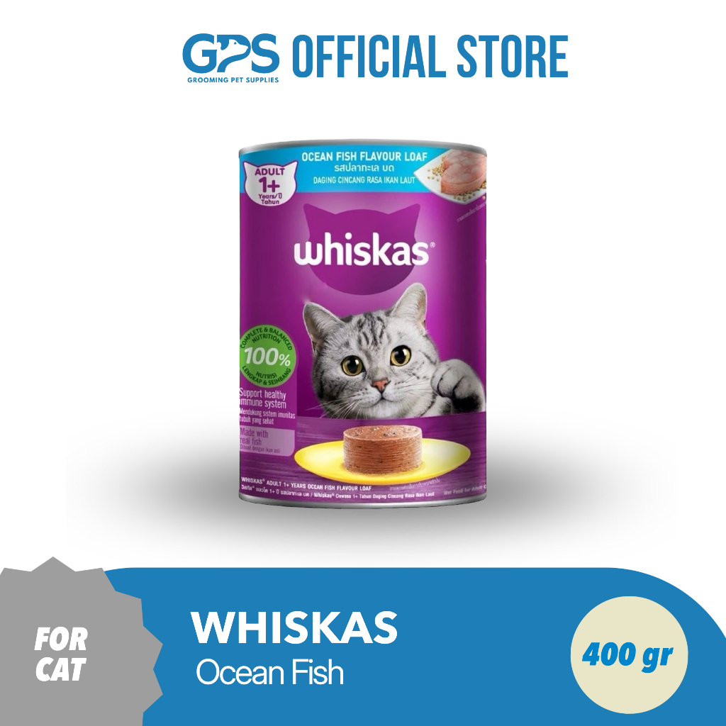 

WHISKAS ADULT OCEAN FISH FLAVOUR 400 GRAM / WHISKAS MAKANAN BASAH KALENG ADULT