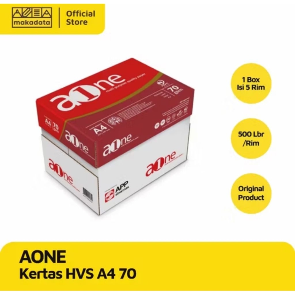 

Kertas HVS A4 AONE 70GSM 1Dus(5rim) KHUSUS SAMEDAY