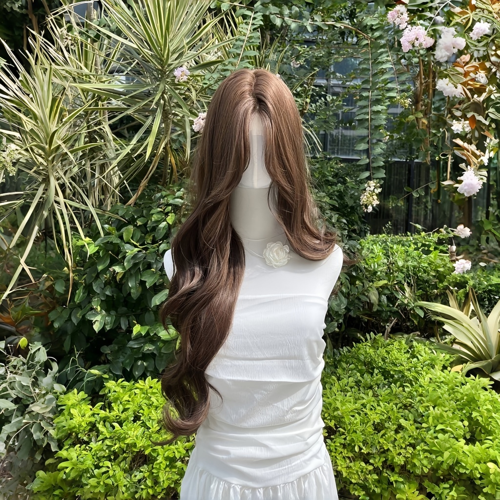 Wig premium Korean wig Wig rambut curlyWig Cokelat Cokelat  Hair clip curly panjang Wig Asli 80cm Pa
