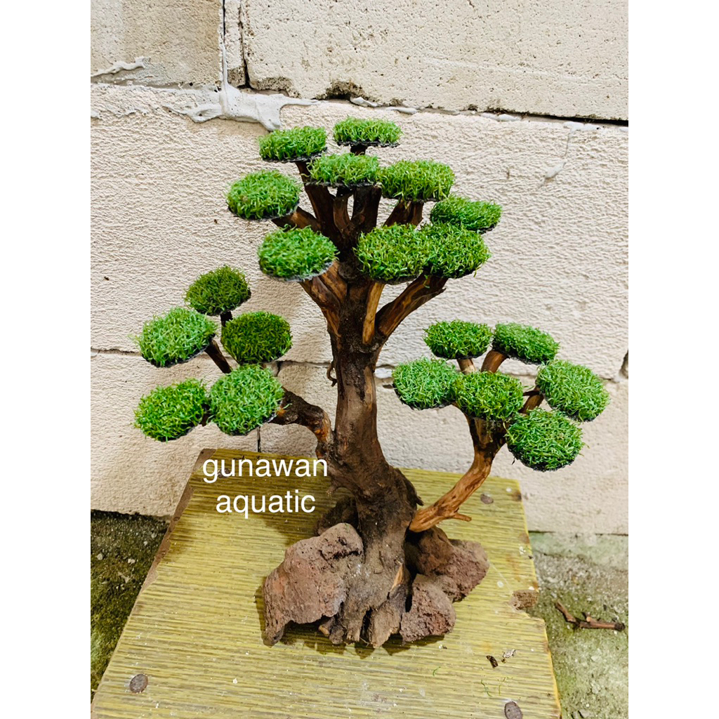 bonsai daun sintetis/moss sintetis