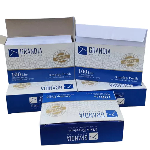 

Amplop Putih 104 Grandia panjang ukuran 95 x 152mm isi 100 Pcs sudah ada lem