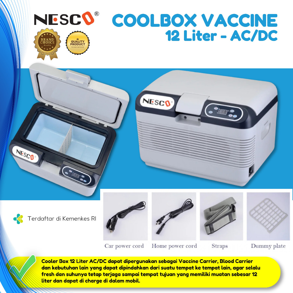 Nesco Cool Box ACDC / Box Vaksin PORTABLE, Suhu ADJUSTABLE