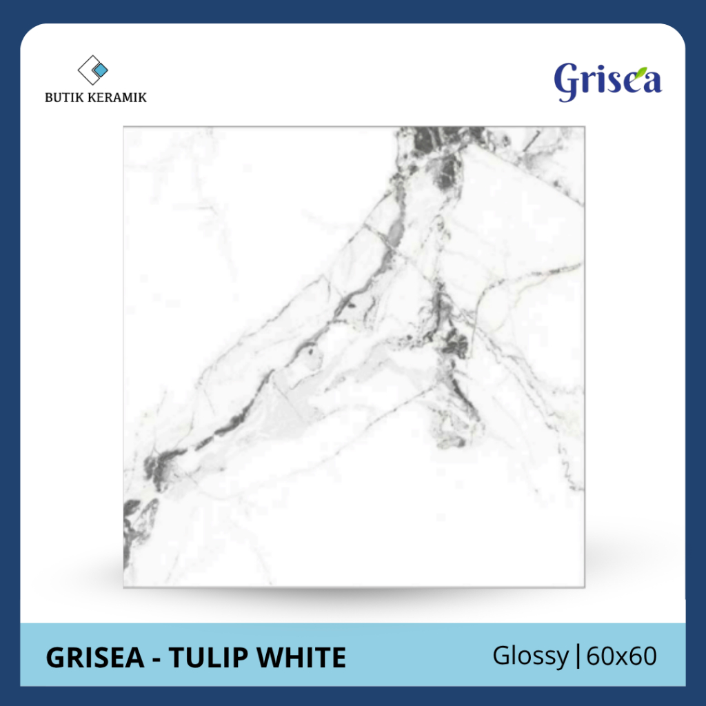Granit 60x60 Glossy | Grisea | Tulip White Series | Glossy | Grade A / KW 1 | Granit Lantai I Gerani