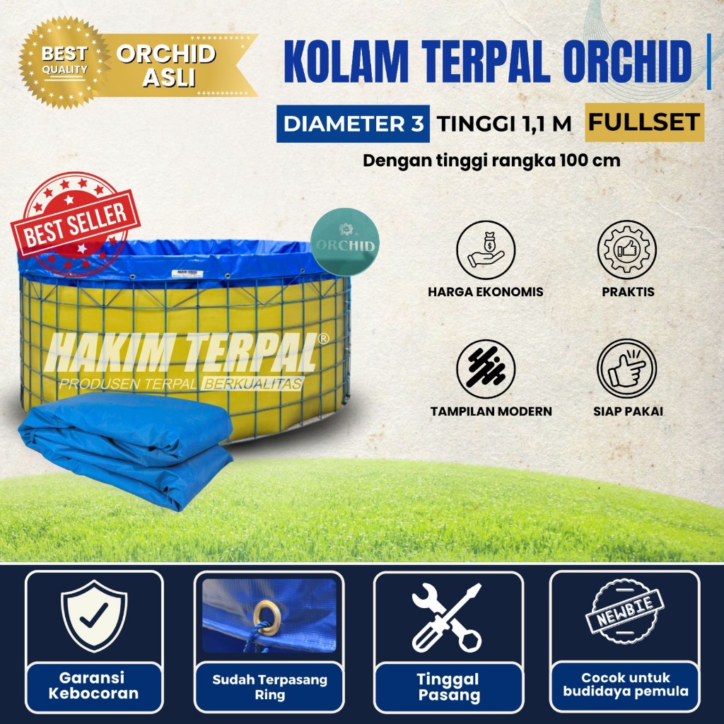 KOLAM BULAT TERPAL DIAMATER 3 TINGGI 1,2 FULLSET ORCHID || KOLAM IKAN | KOLAM BIOFLOK