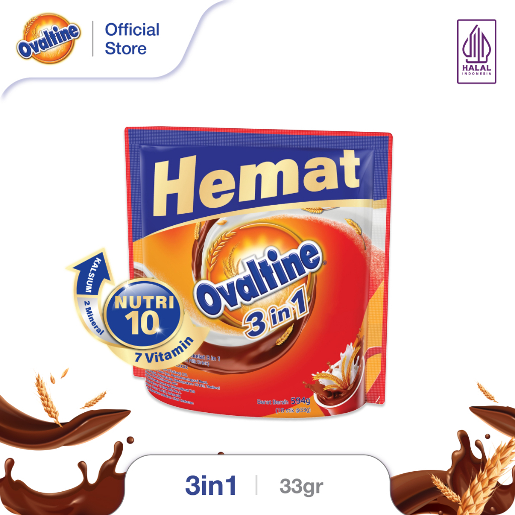 

OVALTINE 3in1 Susu Bubuk Coklat Stik 33gx18s