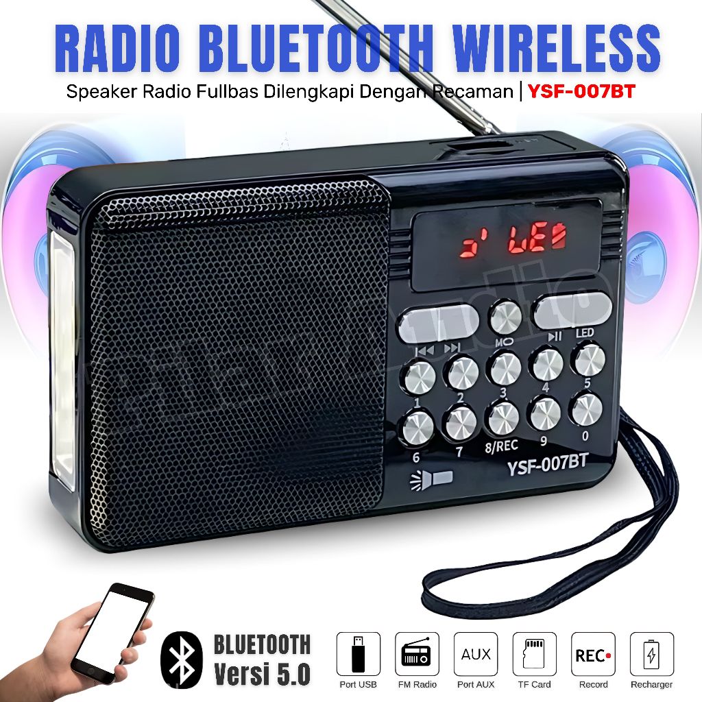 YSF-007BT Speaker Radio Bluetooth Wireless |  Radio Klasik Design Digital Display | Radio Bluetooth 