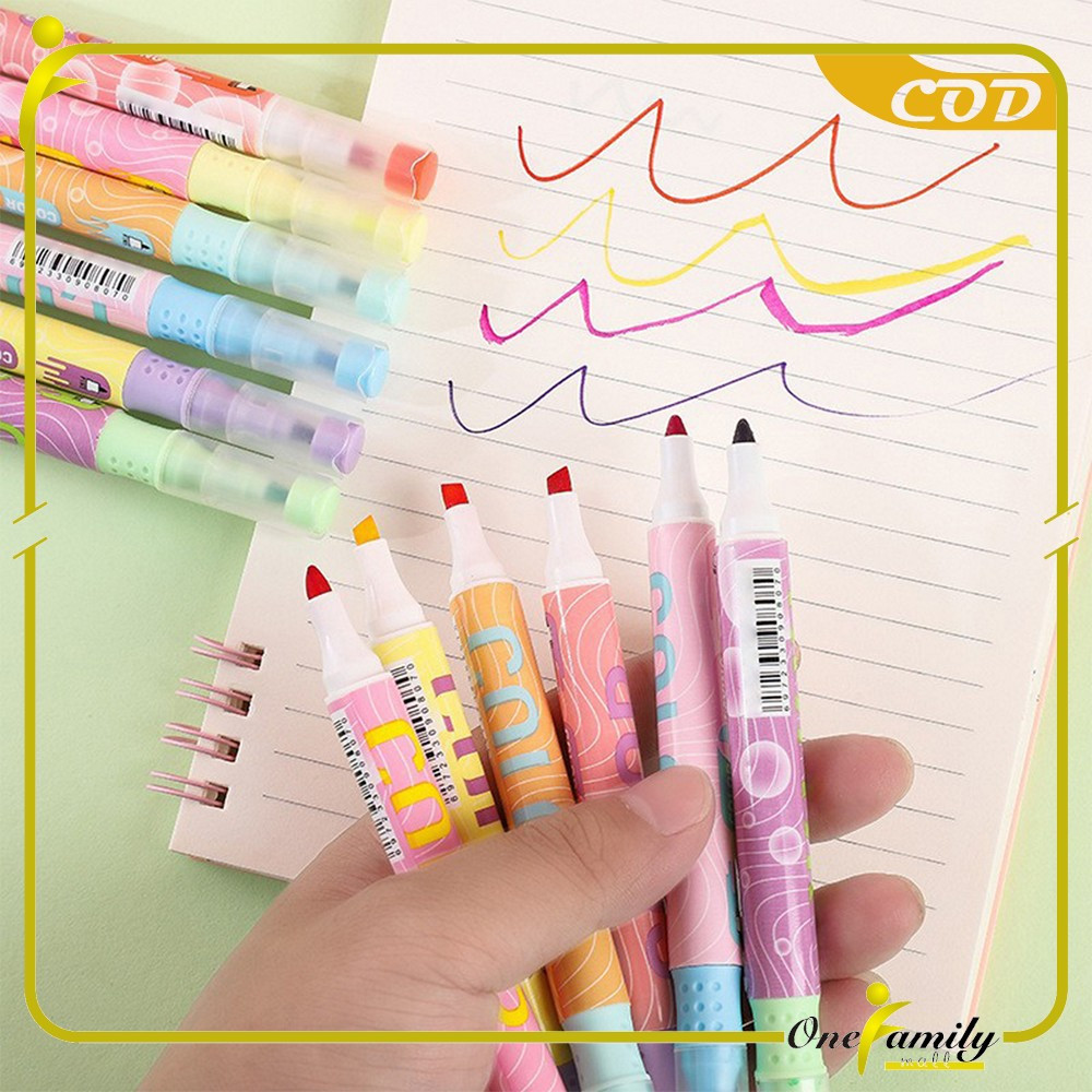 

EC ONE-A114 Highlighter Pastel 2 Sisi Isi 6pcs 12 Warna / Spidol Penanda Teks Set Alat Tulis Sekolah / Spidol Pen Marker Ujung 2 Tip Serbaguna