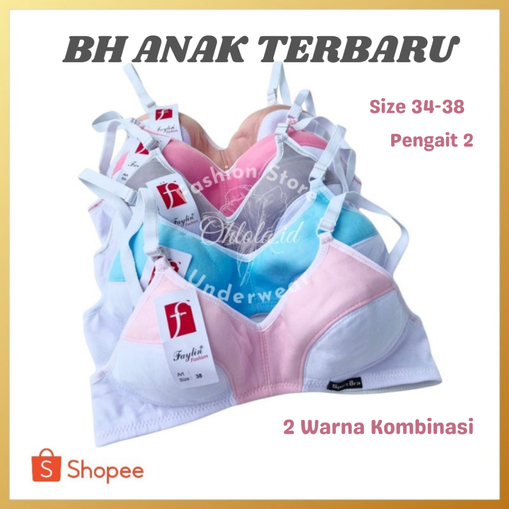 3 Pcs Bh Anak Perempuan SD SMP Bra Anak Cewek Katun Motif