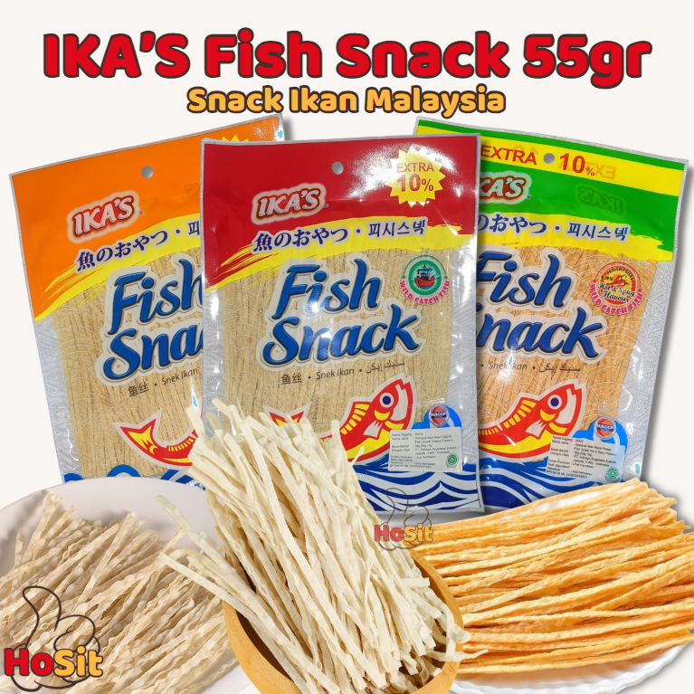 

IKA’S Fish Snack 55gr Snack Ikan Rasa Original, Hot & Spicy, & BBQ / Snek Ikan / Snack ikan Halal