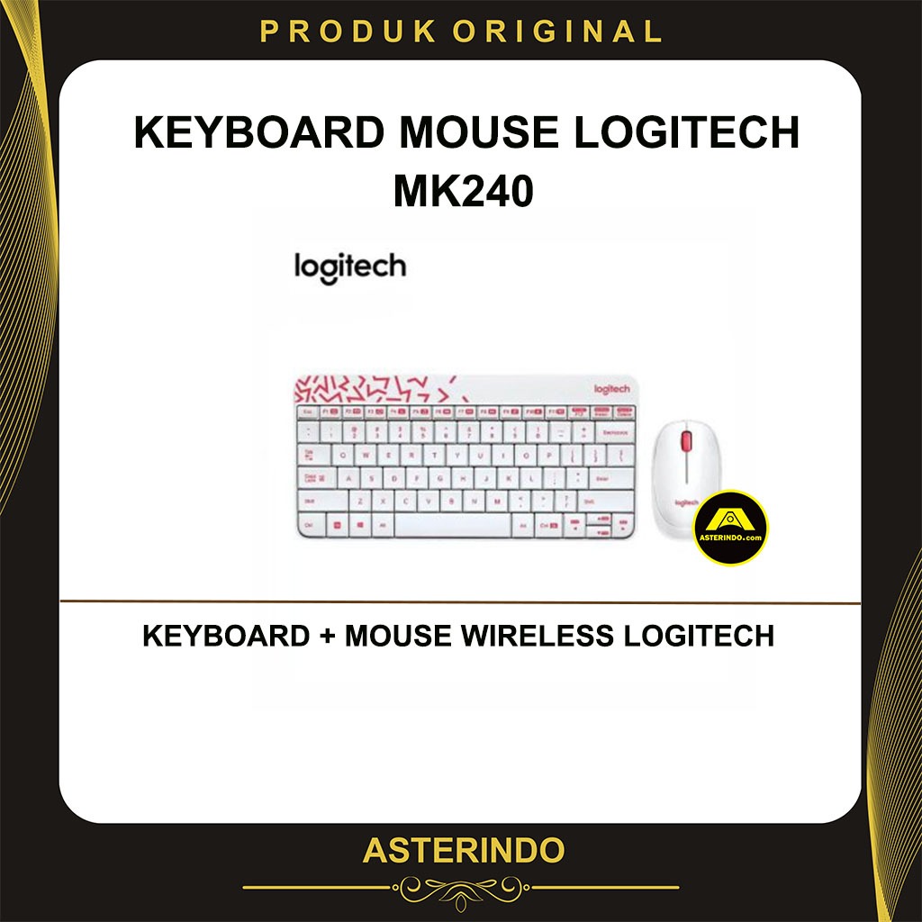 Keyboard Plus Mouse Logitech Wireless MK240 White Keyboard+Mouse MK 240