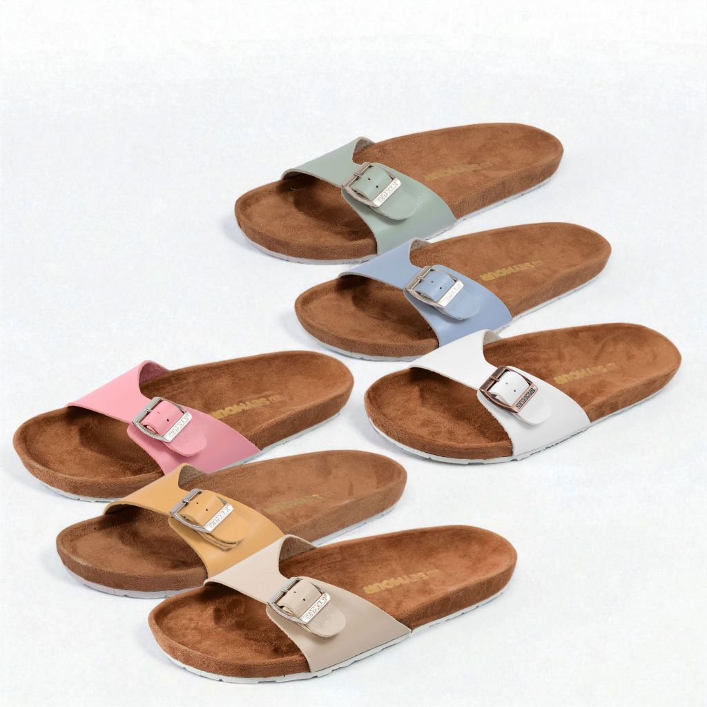 SEYMOUR - ALFA Pastel Sandal Flat Kulit Wanita