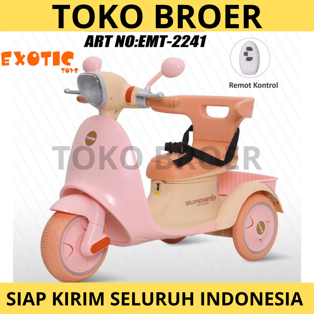 Motor Aki Anak EXOTIC EMT 2241 Vespa Mainan Anak Motoran Remote