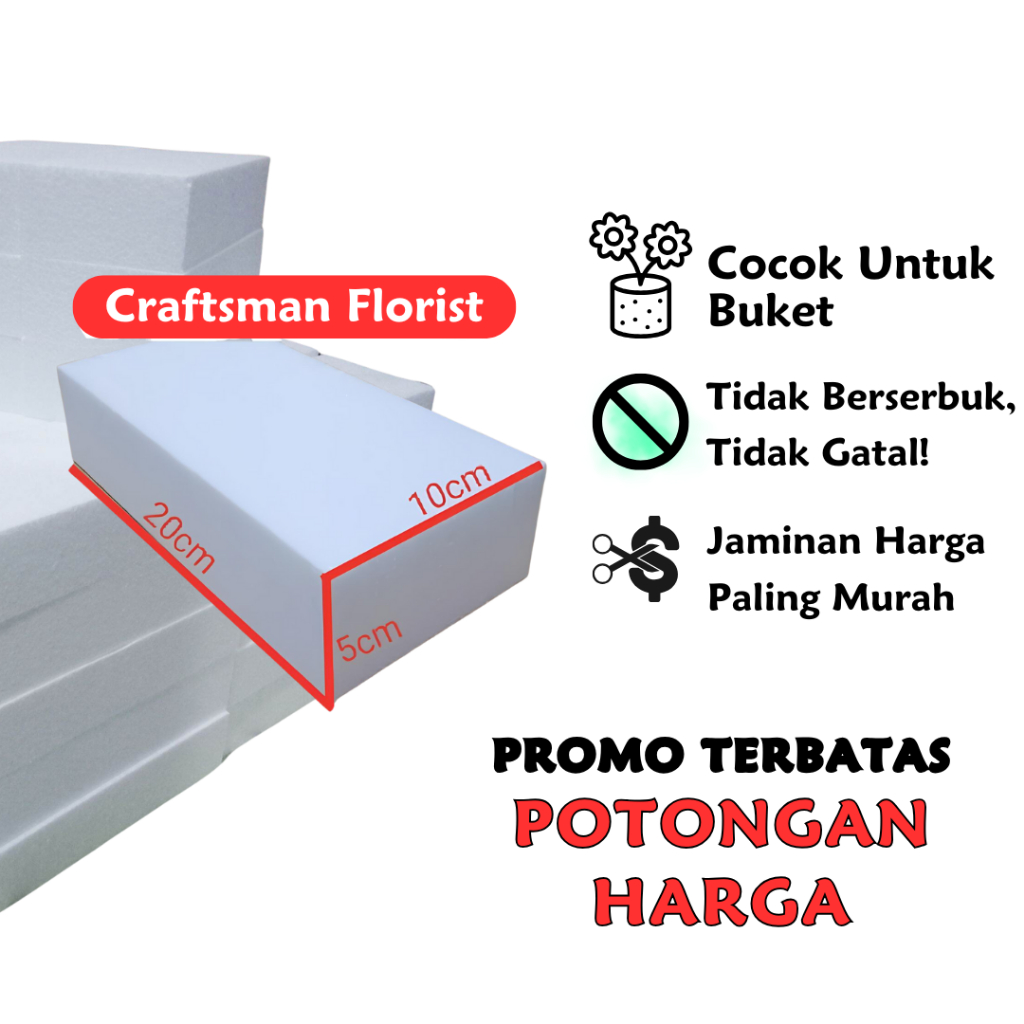 _Adudushop Paket Isi 20 Pcs Busa Bunga / Oasis Busa Bunga Styrofoam/ Oasis Buket / Dekorasi