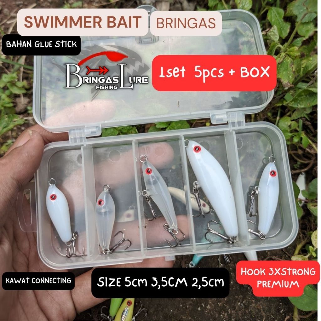 SET UMPAN HAMPALA + BOX 5cm 3,5cm 2,5cm lure casting / umpan casting hampala / swim bait / swimmer