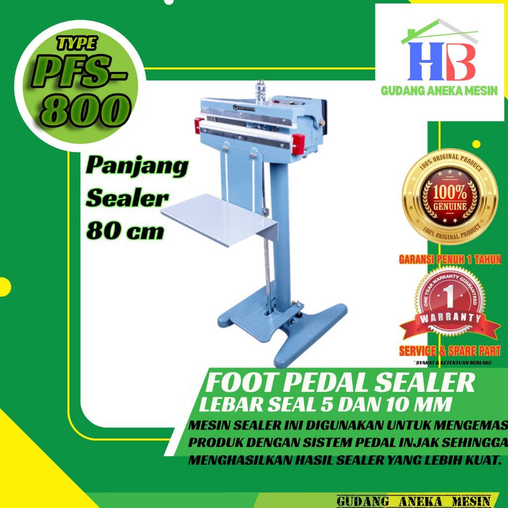 Mesin Foot Pedal Sealer 80cm untuk produksi kemasan besar Type PFS-800
