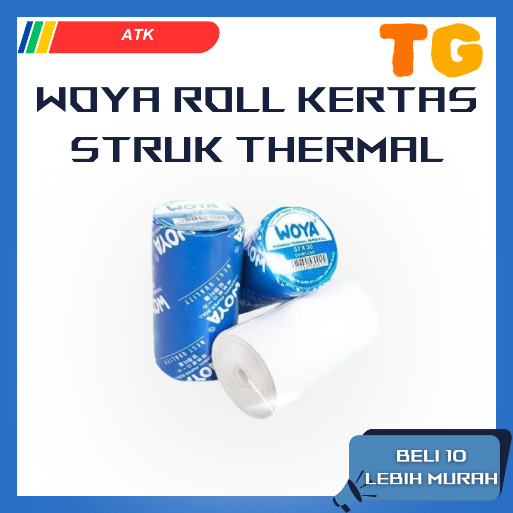 

WOYA Kertas Struk Thermal Roll EDC POS PPOB Kasir 58mm 57mm 58x30 57x30