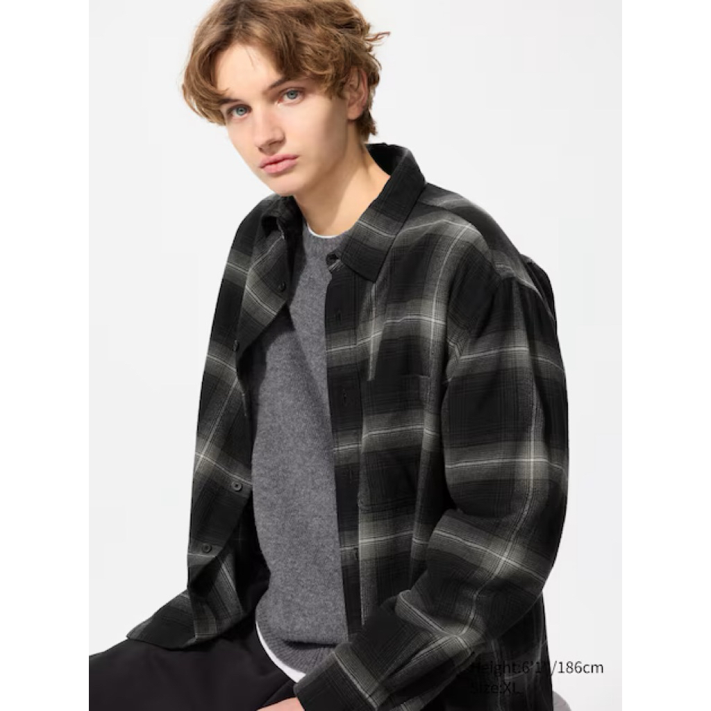 UNIQLO Jastip Kemeja FLANNEL Kotak Lengan Panjang Pria ORIGINAL Terlaris