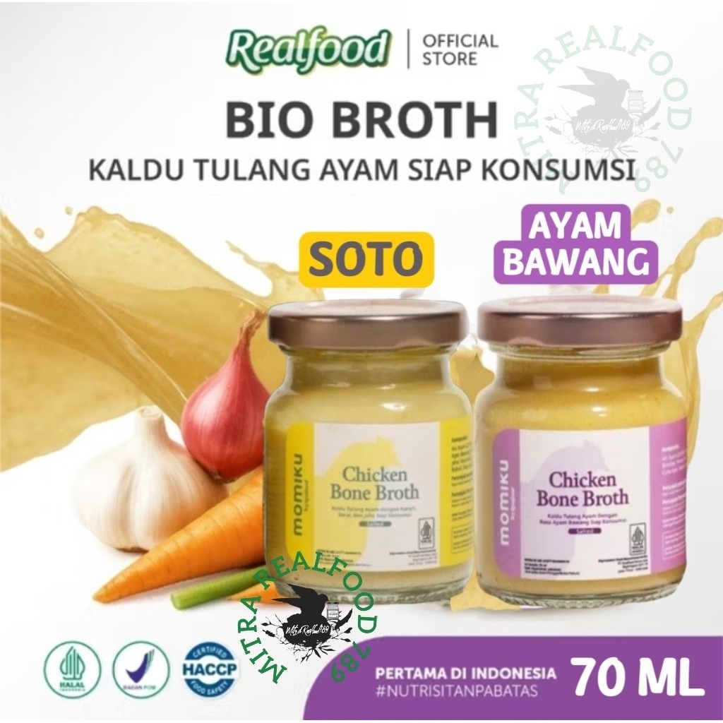 

Realfood Momiku Chicken Bone Broth Rasa Soto & Ayam Bawang ( Mpasi Kaldu Tulang Ayam )