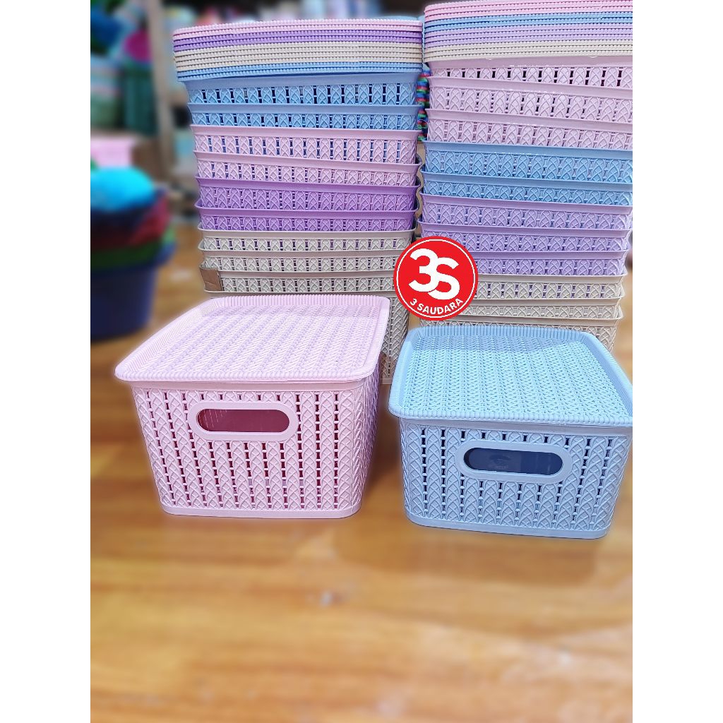 KERANJANG BOX HACIKO / KERANJANG SERBAGUNA + TUTUP / STORAGE WARNA PASTEL
