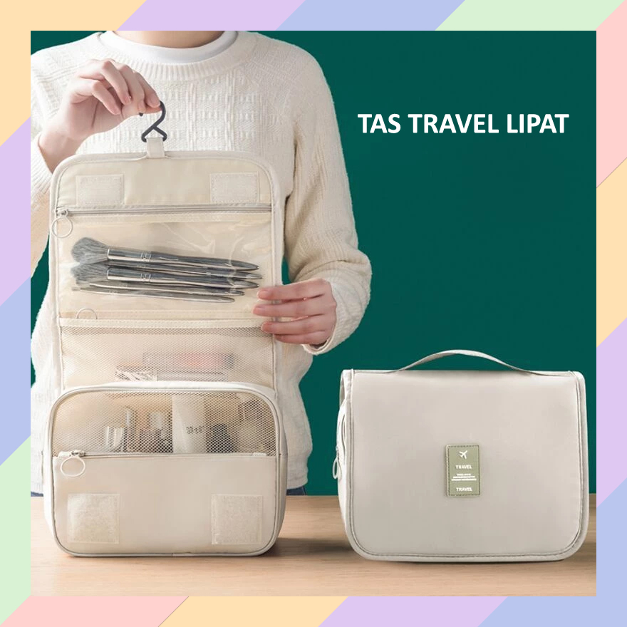

TS14 Tas Travel LIPAT Traveling Tempat Kosmetik Make Up Organizer Anti Air Portable Warna Cantik Lucu Bag 51D1