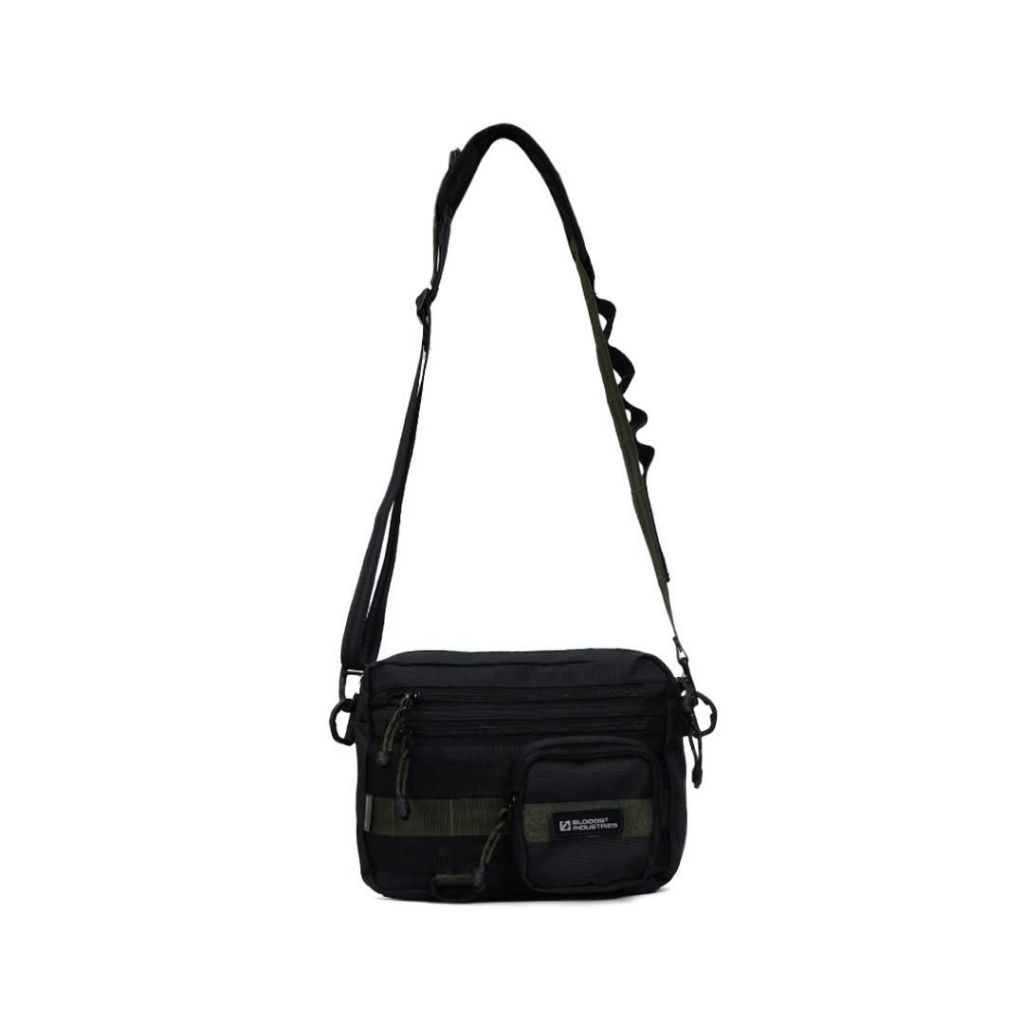 TAS SELEMPANG WAISTBAG BLOODS ROUGE BLACK ARMY ORIGINAL.