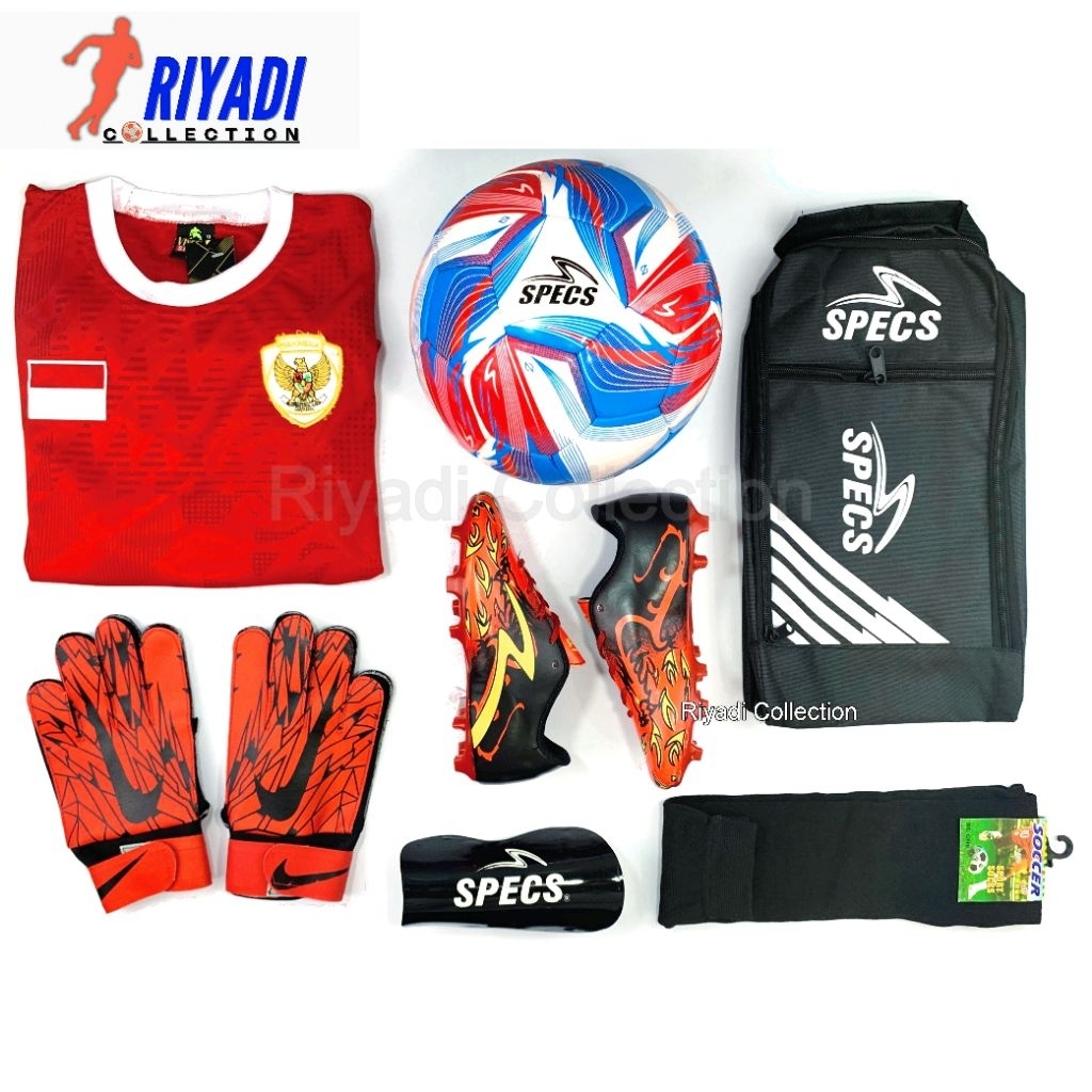 Sepatu Bola Anak Specs Plus Paket Komplit 7 (Sepatu, Kaos kaki, Deker, Tas, Jersey, Bola)Usia SD-SMP
