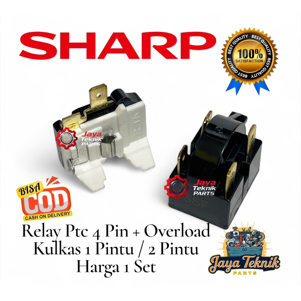 Set Relay 4 Pin + Ptc Overload Kulkas Sharp 1 Pintu / 2 Pintu / Relay Kulkas Sharp