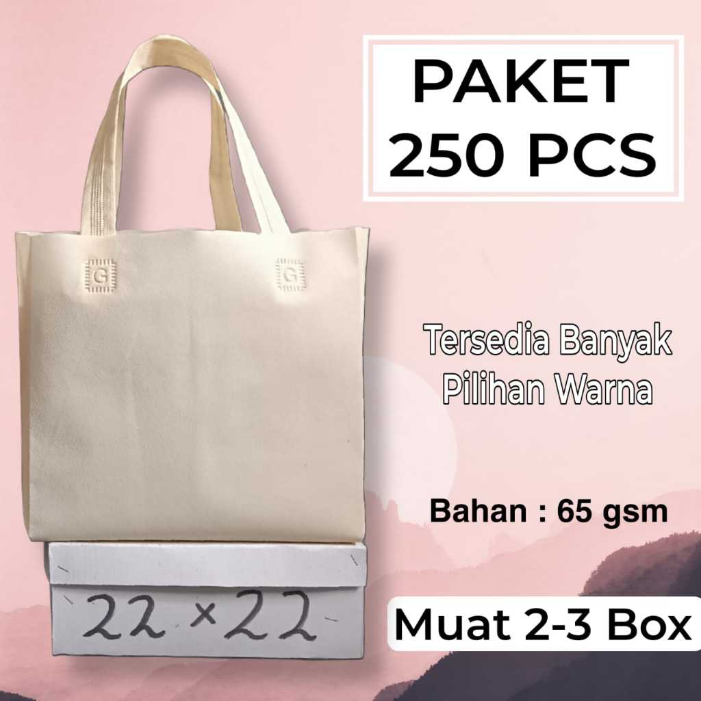 

(PAKET HEMAT) Hls Box dus 22x22 Isi (250 PCS) Tas Kain Spunbond