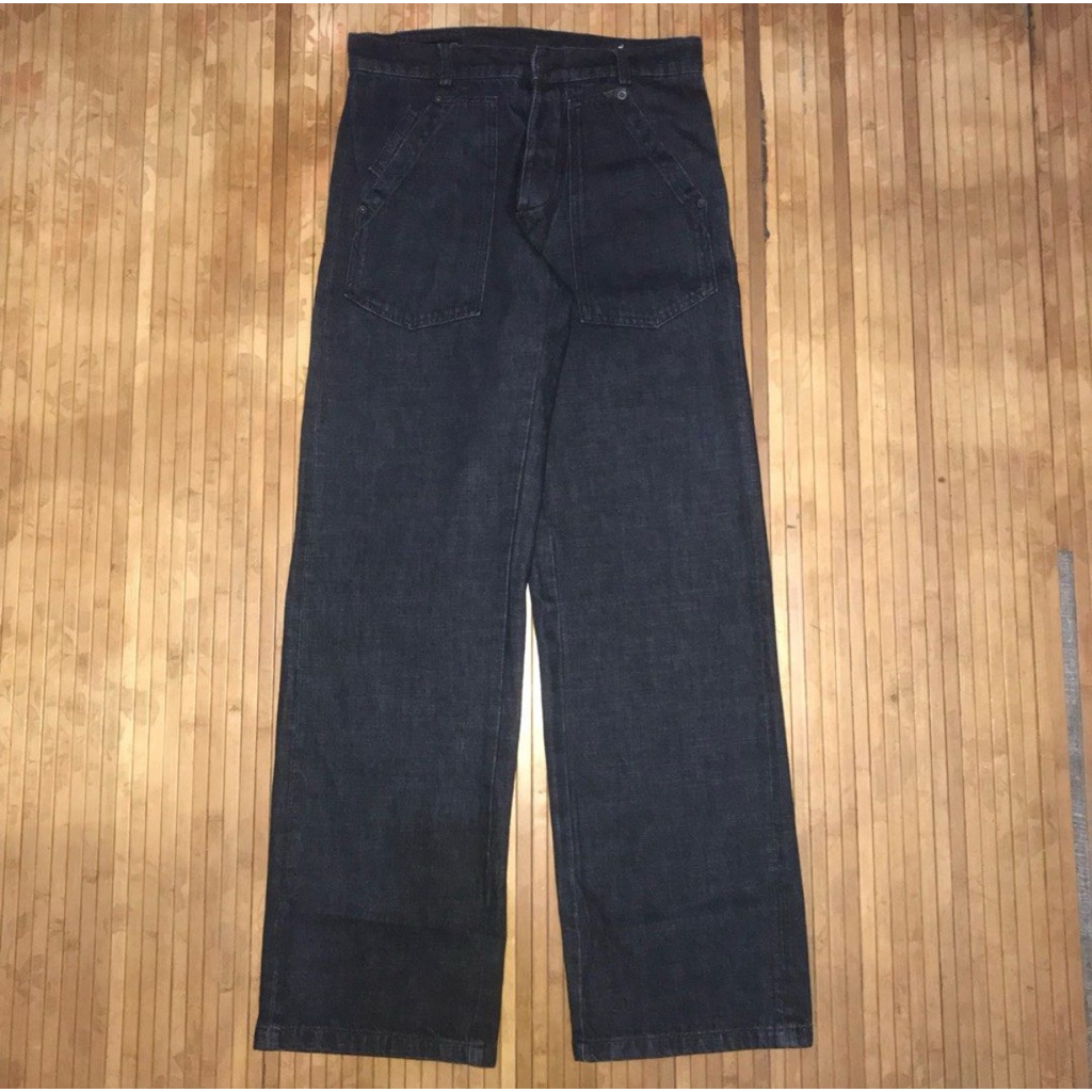 ZARA MAN DARK NAVY FATIGUE JEANS DENIM