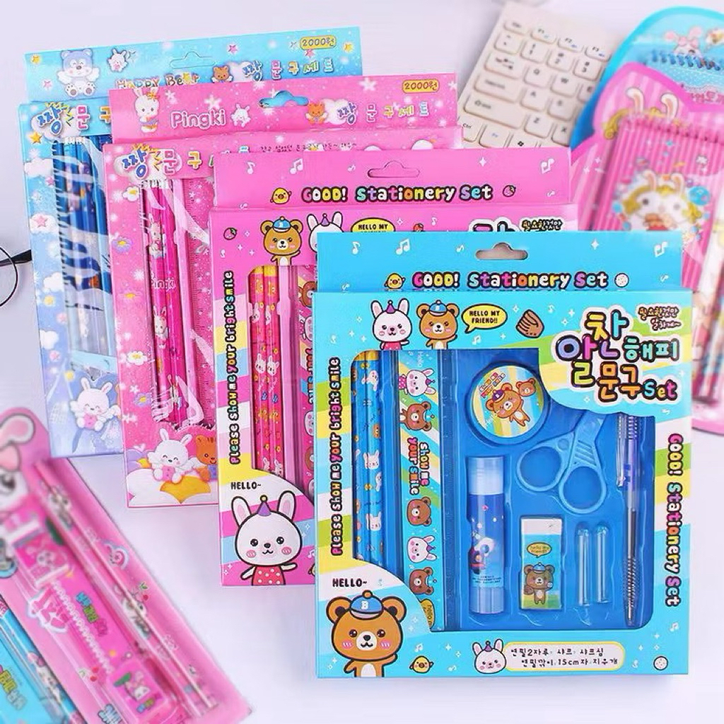 

[Moon Baby] Paket Alat Tulis set 8in1 Stationery Set Study Set Anak Karakter Set Alat Tulis Anak TK