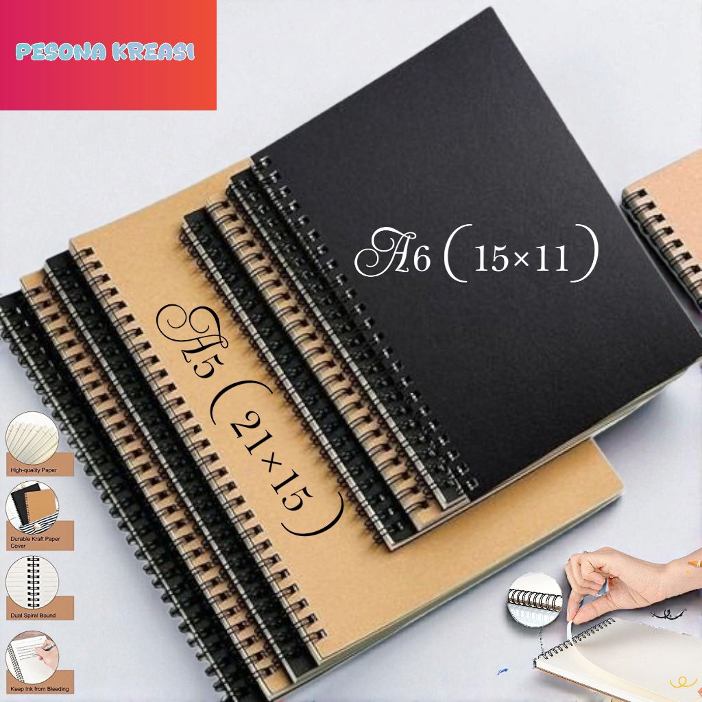 

Premium Notebook Garis A5 Dan A6 Buku Tulis Catatan Simple Jilid Spiral