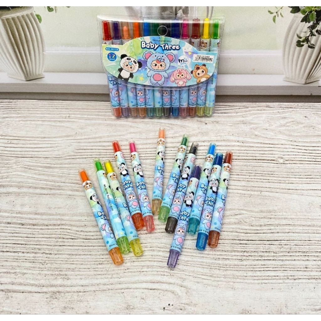 

Krayon Twist Mini Baby Three Krayon Putar Baby Three 1 Set Isi 12 Pcs Krayon Alat Mewarnai Termurah