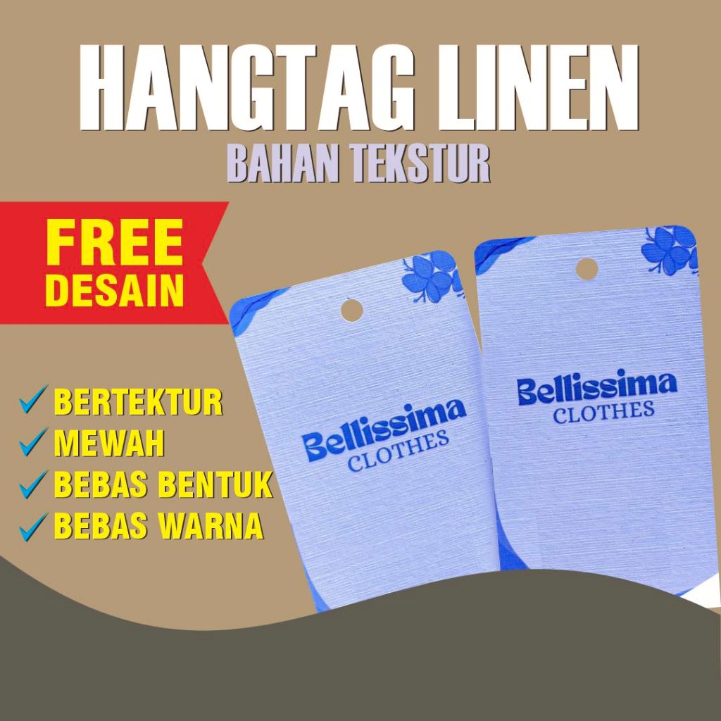 

linen tekture hang tag aesthetic custom hangtag baju label ucapan hampers lebel nama sendiri