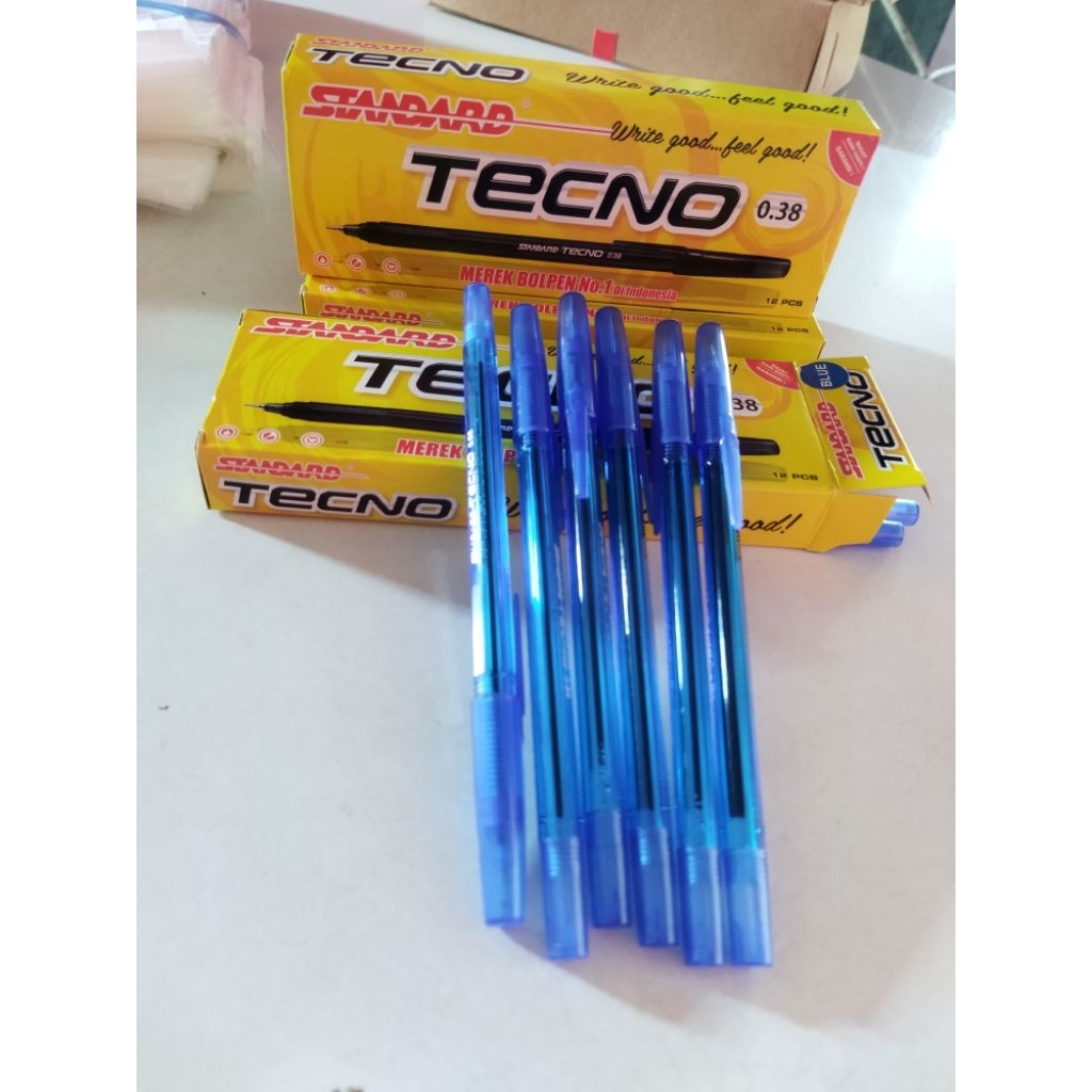 

STANDARD TECNO BOLPEN PENA 0,38mm Biru [ 1Box /12Pcs ]