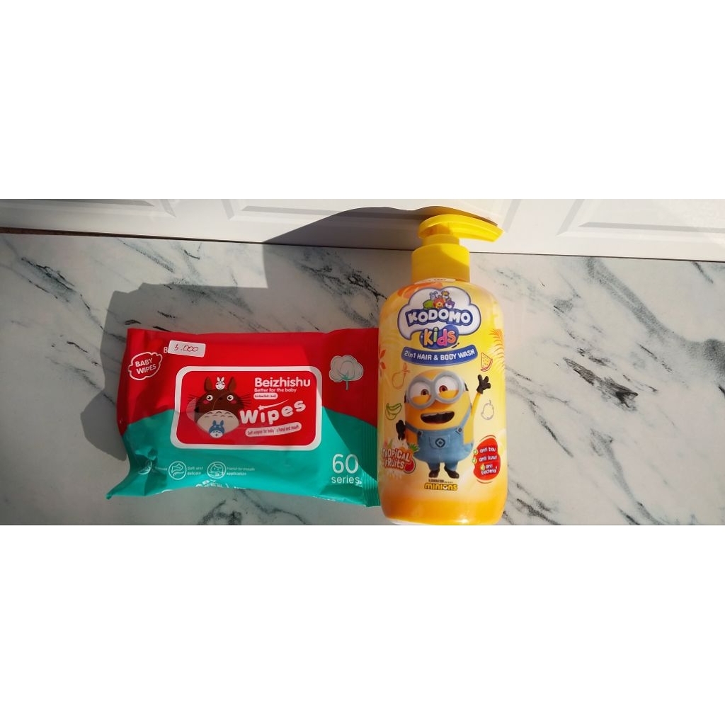 shampo dan tisu basah bayi shampo kodomo sepaket
