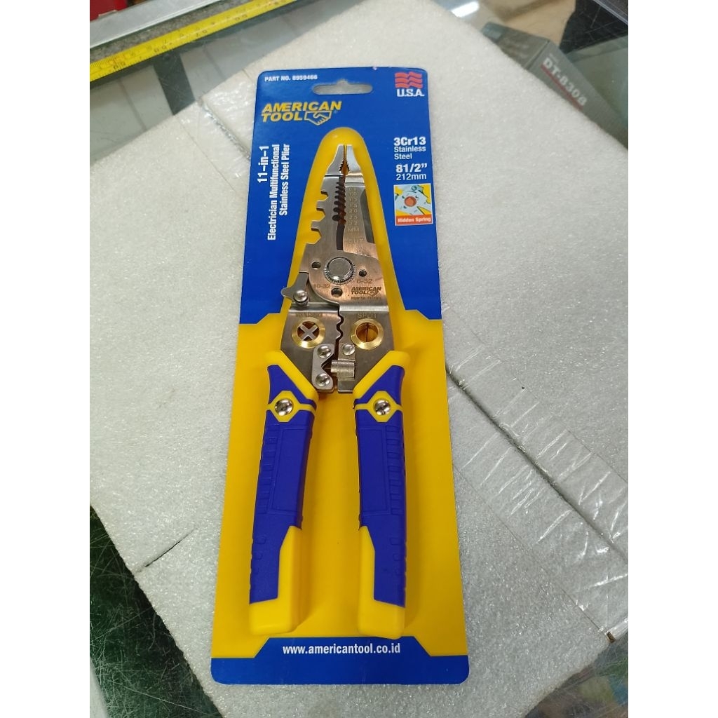 Tang multifungsi 11 in 1 American tools - Tang kupas kabel - Tang akun serbaguna