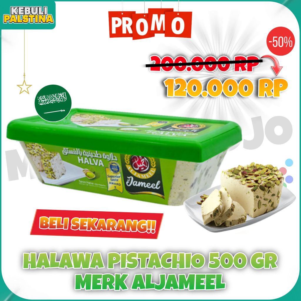 

HALVA HALAWA PISTACHIO MERK ALJAMEEL 500 GRAM EXP 2025/9/30