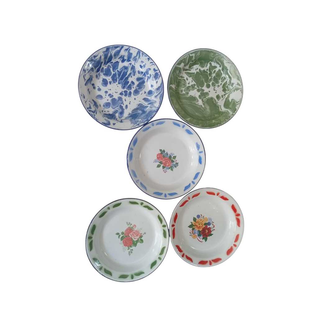 Piring Seng / Piring jadul / Piring makan 22Cm Motif Kembang Dan batik