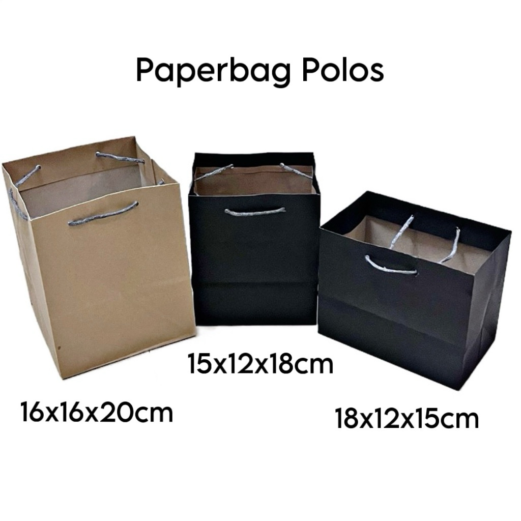 

Paperbag Polos Hitam Coklat Kotak souvenir snack kue hampers landscape horizontal vertikal