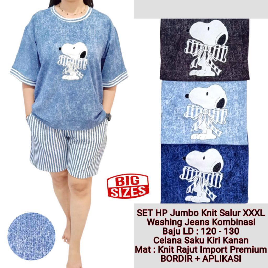 ONE SET KNIT JUMBO CELANA PENDEK